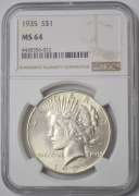 1935 Peace Silver Dollar NGC MS64
