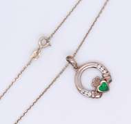 Vintage 925 Sterling Silver Claddagh Pendant on Chain