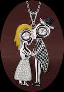 Bride and Groom love in dancing stone pendant
