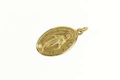 14K Yellow Gold Oval Virgin Mother Mary Christian Faith Jesus Pendant
