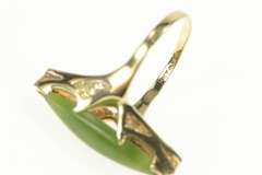 10K Yellow Gold 1960's Marquise Nephrite Cabochon Navette Ring