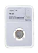 MS66 1957-D Roosevelt Dime - Graded NGC
