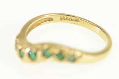 14K Yellow Gold Wavy Natural Emerald Statement Band Ring