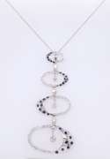 Dazzling 18kt White Gold Sapphire and Diamond Abstract Pendant on Chain