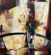 Sussan Afrasiabian Original Oil on Canvas "Wild Tulip"