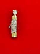 14K  YELLOW AND WHITE GOLD 'MEZUZAH' PENDANT WITH DIAMOND
