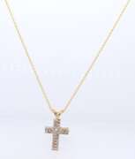 Dazzling Yellow Gold Diamond Cross Pendant on Chain