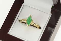 14K Yellow Gold Natural Emerald Marquise Solitaire Engagement Ring