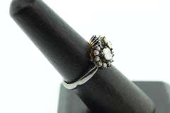 Triple Set Mine Cut Diamond Sterling Silver Ring with Diamond edges