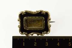 Gold Filled Victorian Ornate Black Enamel Mourning Pin/Brooch