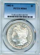 1882-S Morgan Silver Dollar in PCGS MS64