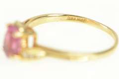 14K Yellow Gold Oval Pink Sapphire Diamond Accent Bypass Ring