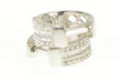 10K White Gold 0.30 Ctw Diamond Pave Statement Hoop Earrings