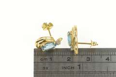14K Yellow Gold Blue Topaz Diamond Accent Classic Stud Earrings