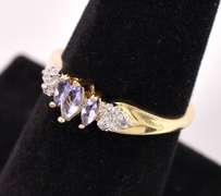 Beautiful Iolite and Diamond Ring in Yellow Gold