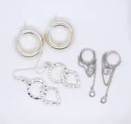 Group Lot of 3 Vintage 925 Sterling Silver Earrings