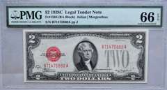 $2 1928 C US Note PMG Gem Unc 66 EPQ