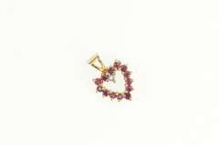 10K Yellow Gold Ruby Sapphire Diamond Reversible Heart Love Pendant
