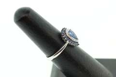 Gorgeous Aquatic Teardrop Sapphire Ring with 18k White Gold and Diamonds