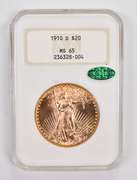 MS65 1910-D $20 Saint-Gaudens Gold Double Eagle - CAC - Graded NGC