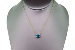 14kt Yellow Gold & Blue Topaz Pendant Necklace