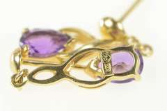14K Yellow Gold Oval Amethyst Twist Dangle Drop Earrings