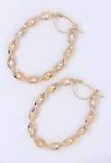 Pleasing 14kt Tri Color Twisted Hoop Earrings