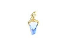 14K Yellow Gold Dolphin Fantasy Cut Syn. Sapphire Drop Pendant