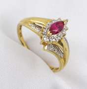 Bright Red Marquise Ruby Ring