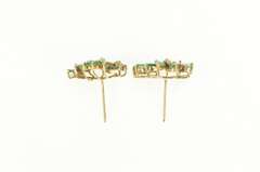 14K Yellow Gold Marquise Emerald Diamond Wavy Cluster Earrings