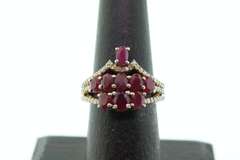Contemporary Diamond Channel Ruby Ring with Gold Plated Silver