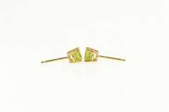 14K Yellow Gold Round Peridot Solitaire Classic Simple Stud Earrings