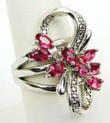 2 Big & Flashy Pink Stone Rings, Size 8