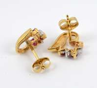 Sweet Ruby & Dia. Heart Earrings