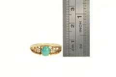 14K Yellow Gold Turquoise Diamond Accent Textured Nugget Ring