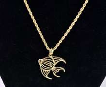 Ravishing Fish Pendant Necklace in 14K Yellow Gold