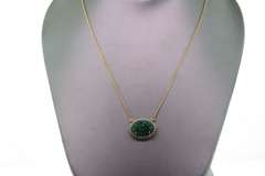 14kt Yellow Gold, Emerald & Diamond Pendant Necklace