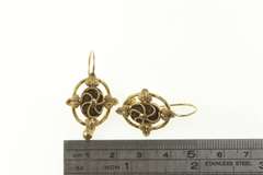 14K Yellow Gold Victorian Ornate Mourning Jewelry Dangle Earrings