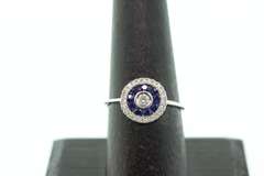 Enchanting Sapphire and Diamond 18k White Gold Halo Ring