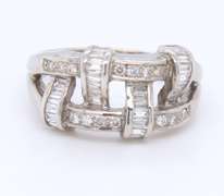 Stunning 14kt WG Diamond Woven Band Ring