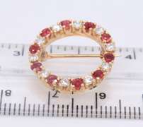 Charming Yellow Gold Ruby and Diamond Pin