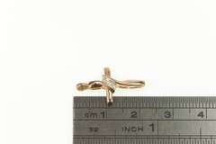 10K Rose Gold Diamond Inset Classic Cross Christian Faith Pendant