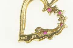 10K Yellow Gold Diamond Ruby Curvy Heart Love Symbol Pendant