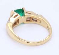Fantastic Yellow Gold Emerald and Baguette Diamond Cocktail Ring