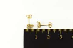 14K Yellow Gold Marquise CZ Flower Cluster Stud Earrings
