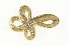 10K Yellow Gold Curvy Diamond Cross Christian Faith Symbol Pendant