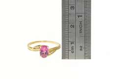 14K Yellow Gold Oval Pink Sapphire Diamond Accent Bypass Ring