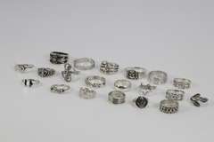 Sterling Silver Curated Ring Assortment Various Sizes & Styles (20 Ring Lot)