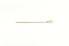 14K Yellow Gold Victorian Pearl Diamond Accent Classic Stick Pin