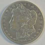 Key date 1891-CC Morgan Silver Dollar. Scarce